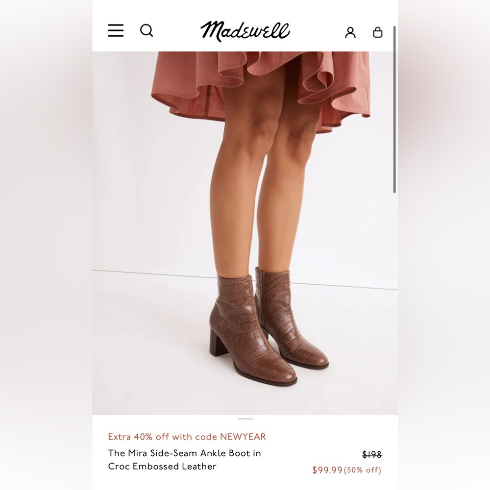 Mira croc embossed ankle boots - Picture 2 of 10